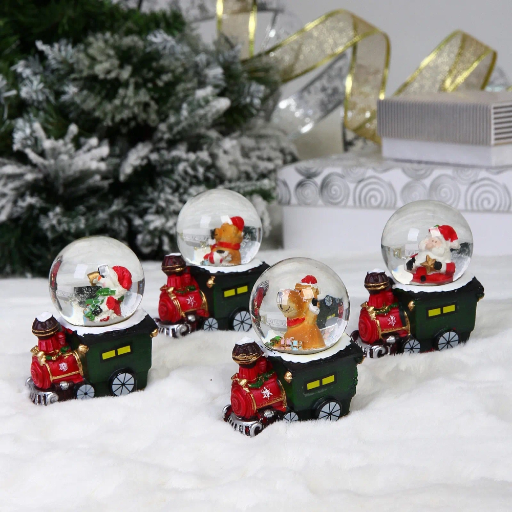 Сувенир Снежный шар «Новогодний паровоз» 4*6*7 см (без подсветки), микс