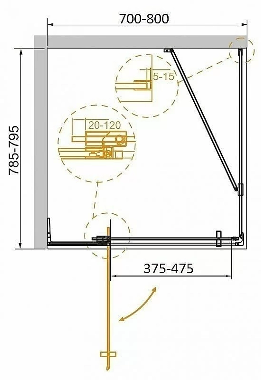 Душевой уголок Cezares Slider 70х80 SLIDER-AH-1-80-70/80-C-NERO стекло прозрачное/профиль черный матовый