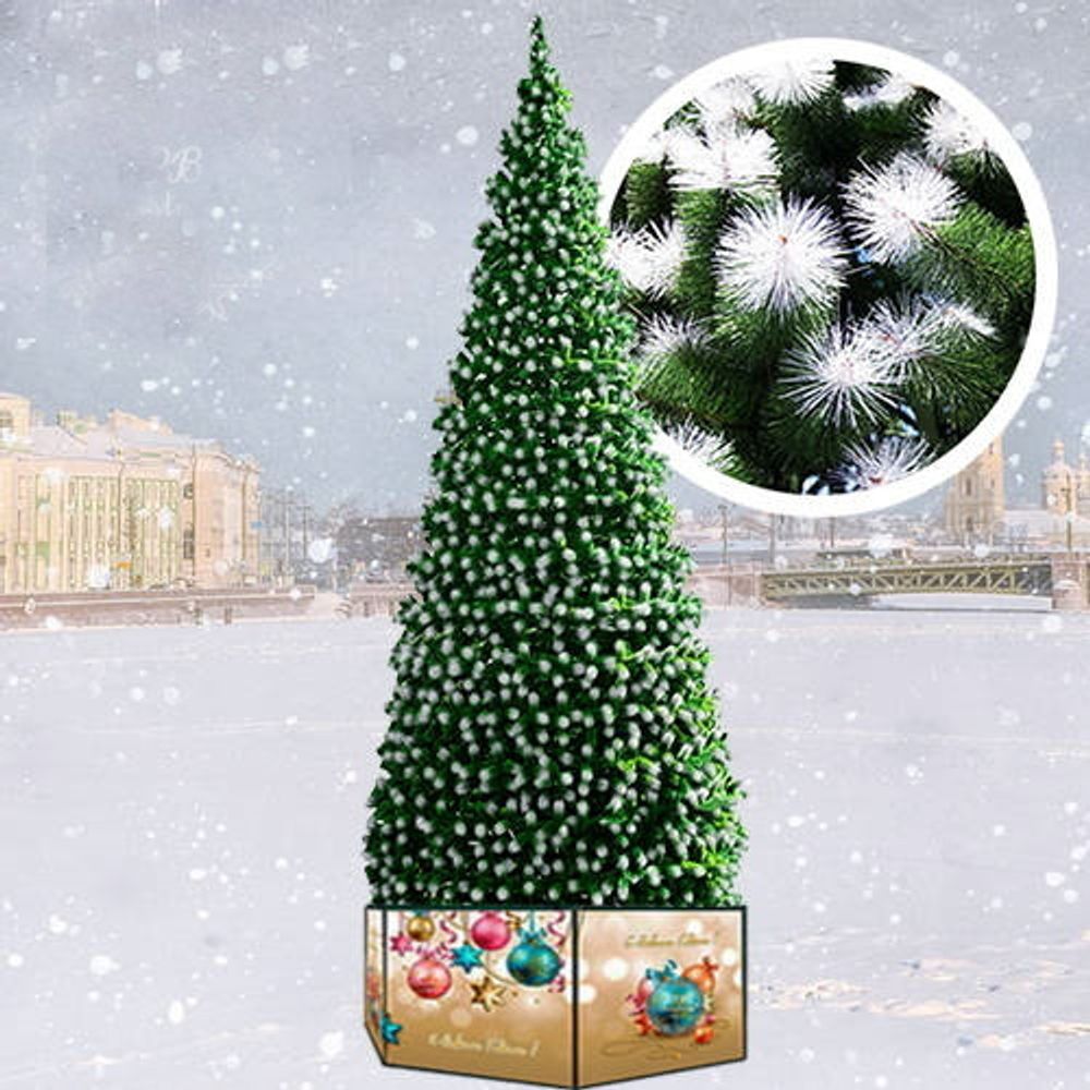 Уличная елка каркасная "Уральская сосна" (бело-зеленая леска) 6 м