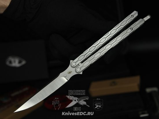 Складной нож бабочка REPTILIAN "Плазма-01" c клинком из стали D2, рукоять титан
