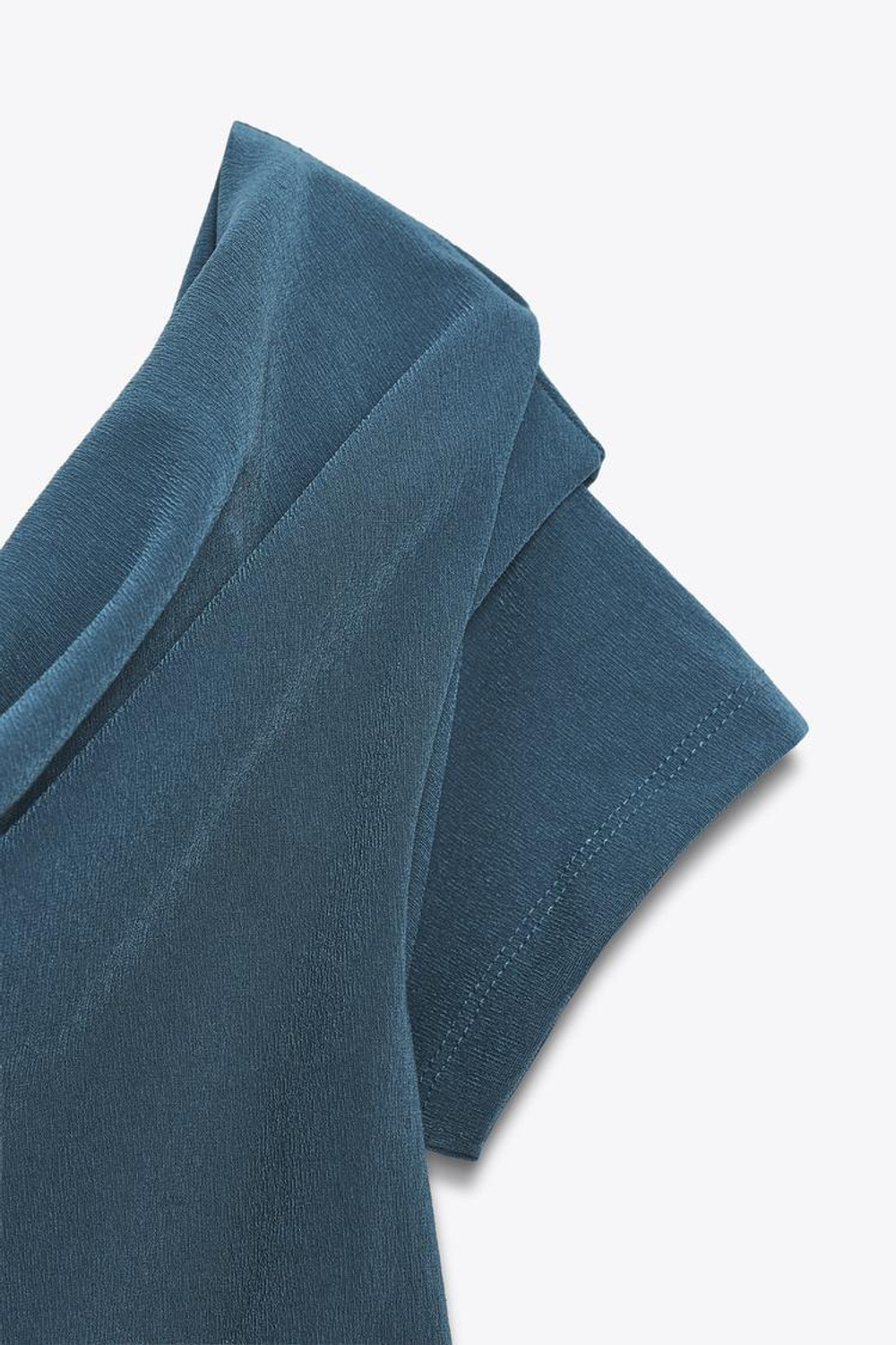 ZARA АСИММЕТРИЧНЫЙ ТОП СО СБОРКАМИ, ВЫЦВЕТШИЙ СИНИЙ