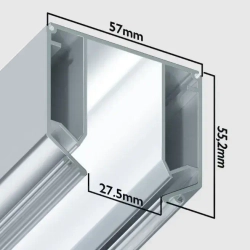 Трековая система освещения для натяжных потолков MAGNETIC S20 48V Чёрный шинопровод алюминиевый четырех-контактный низковольтный 4TRA 57x55x1500mm IP20 1.5 м. торцевые заглушки в комплекте
