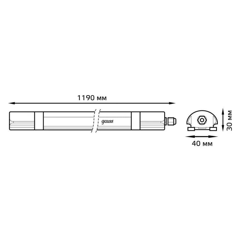 Св-к Gauss LED линейный ULTRACOMPACT 36W 3630lm 6500K IP65 1190*40*30mm  143425336