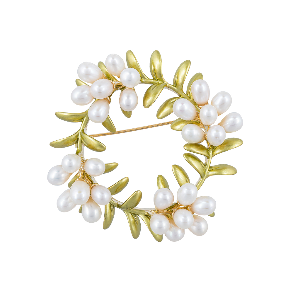 Брошь Shadore Венок Natural pearl XR05330A2 G