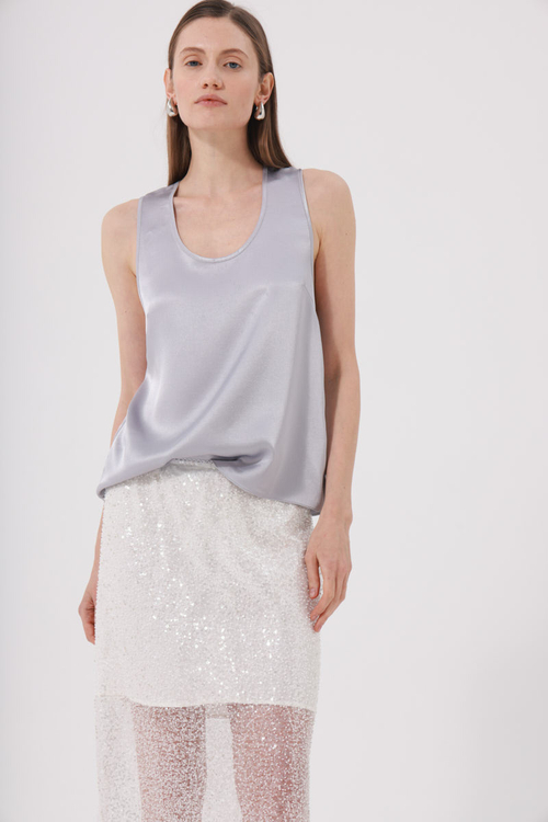 Рубашка из вискозного шелка, молоко