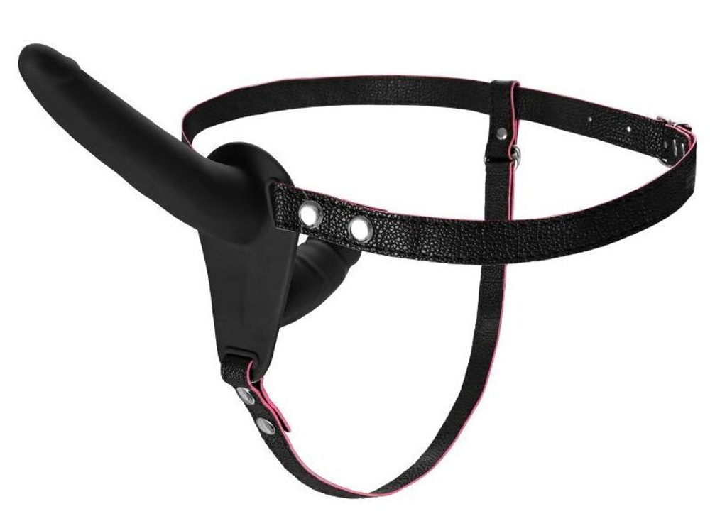 Страпон ToyFa Black&Red с вагинальной пробкой, 15 см