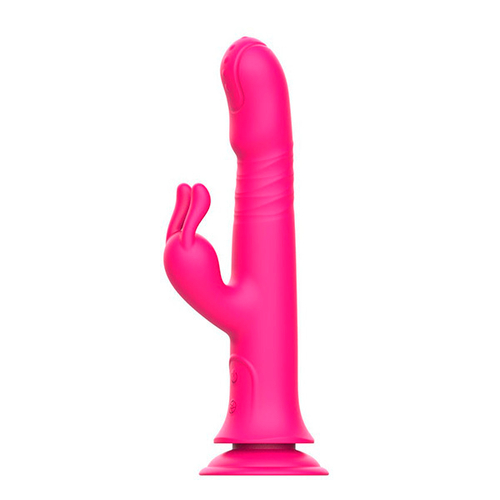 Розовый вибратор-кролик с возвратно-поступательными движениями и ротацией 24,2см I-Moon Rain Love MY-211