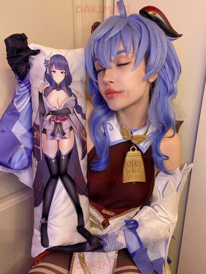 Мини дакимакура Баал Сегун Райдэн из Геншин Импакт | Genshin Impact арт. M0910, 60х20 см