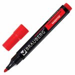 Маркер перманентный (нестираемый) BRAUBERG "Contract", КРАСНЫЙ, круглый наконечник, 3 мм, без клипа, 150467