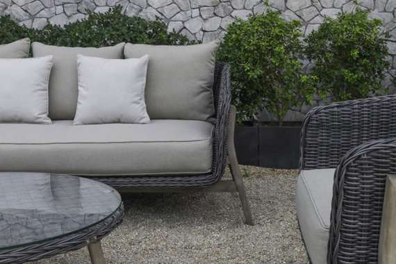 Комплект уличной мебели Jura из массива акации, алюминия и ротанга, серый, антрацит