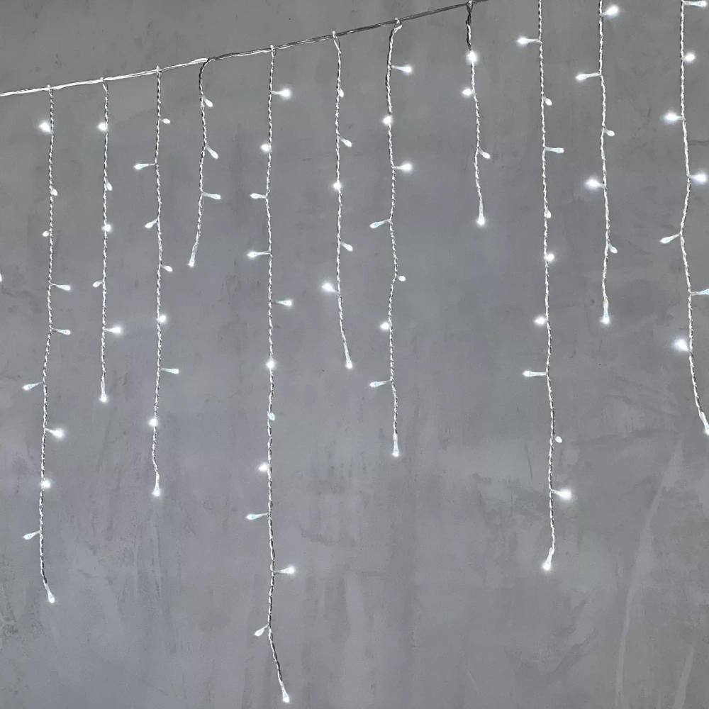 Светодиодная бахрома 5*0,9 м., 348 белых LED ламп, силиконовый прозрачный провод, Beauty Led (ECC348-10-2W)