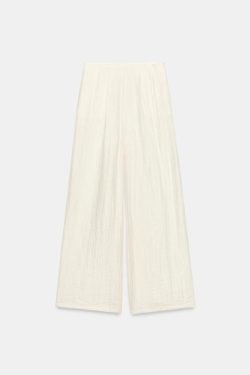 ZARA ШИРОКИЕ БРЮКИ СО СКЛАДКАМИ, ЭКРЮ