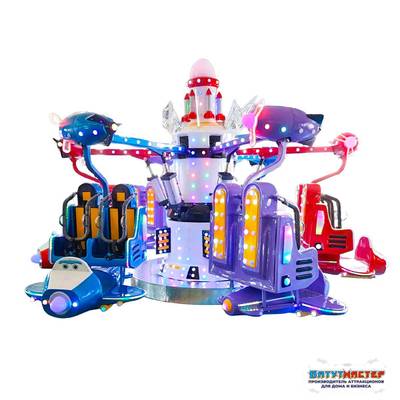 Карусель с подъёмом «Космодром мечты» 8 кабинок, 16 мест 8×8×4 м