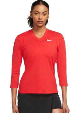 Женская футболка теннисная (dł. Рукава) Nike Court Victory Dri-Fit Top 3/4 Sleeve W - university red/white