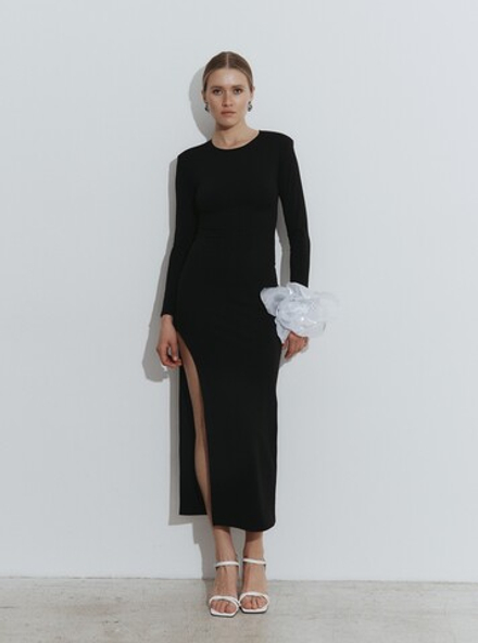 Платье SEXY с разрезом, цвет черный