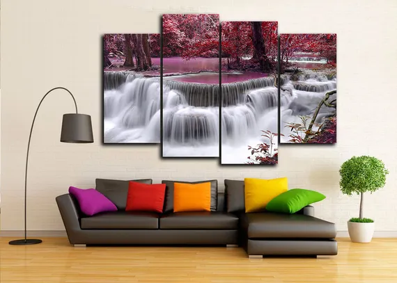 Модульная картина "Красный водопад"