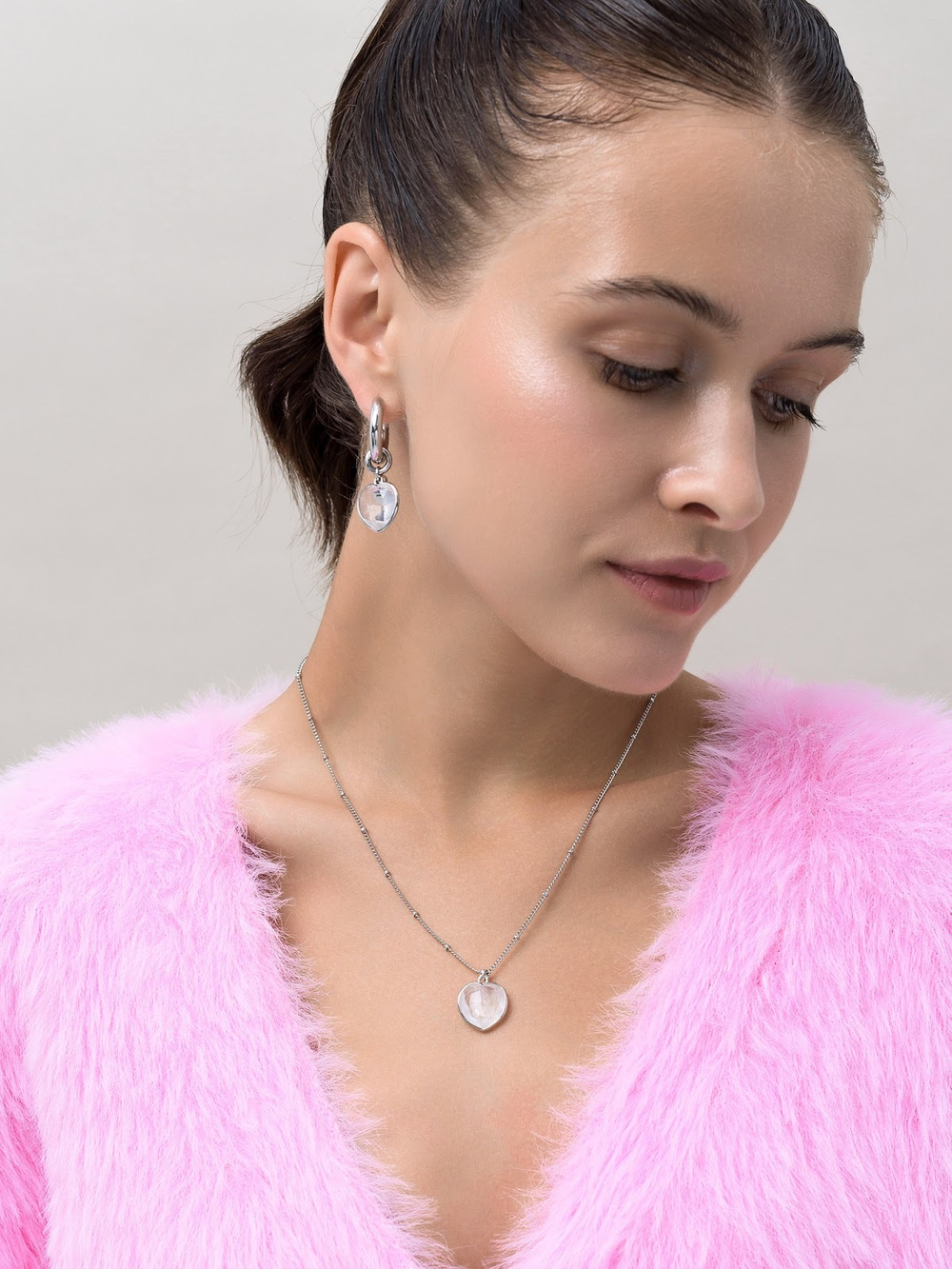 Колье "Lovely" с горным хрусталем Silver