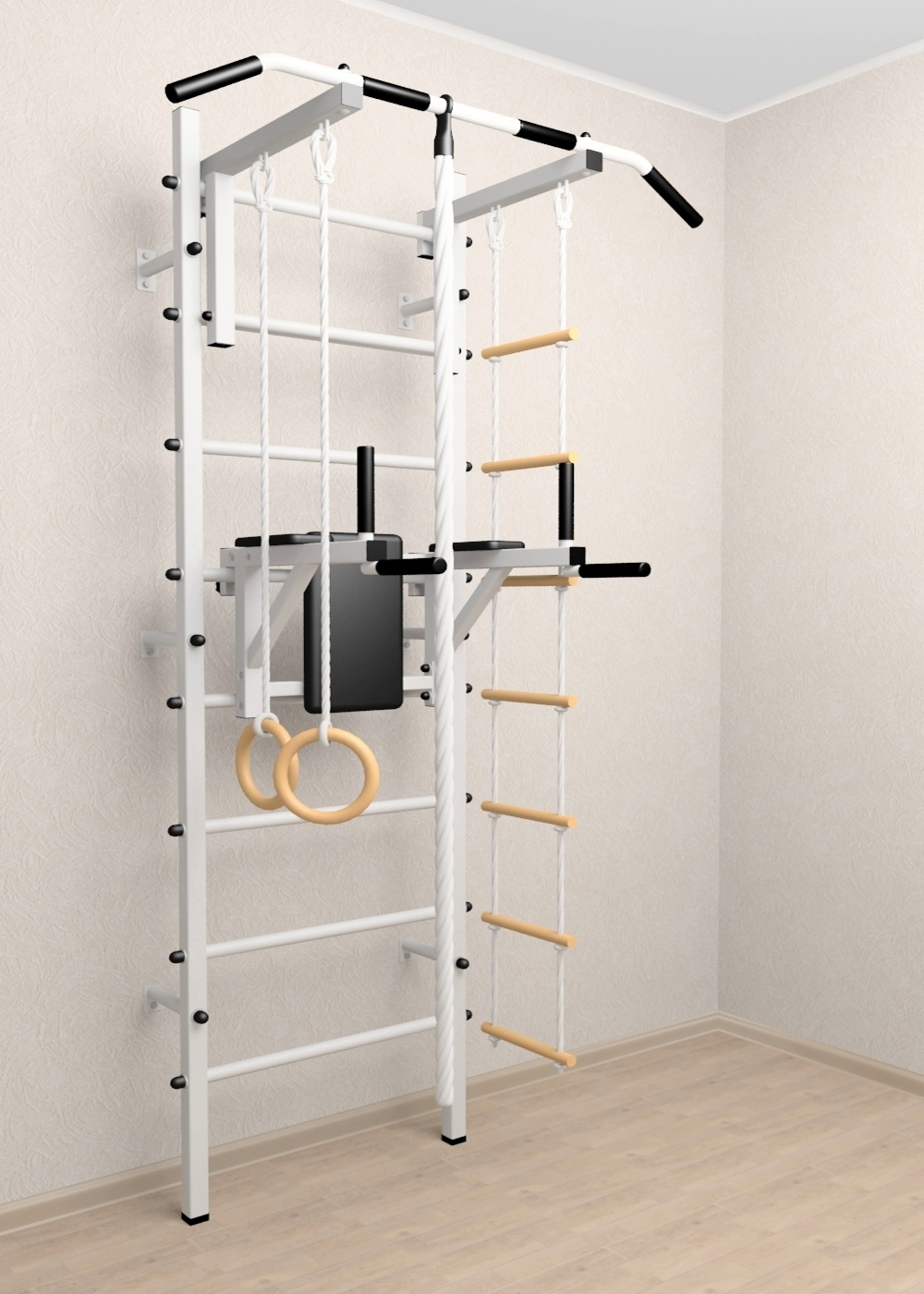 Шведская стенка Sv Sport усиленная 604 (Турник стандарт/Брусья/Канат/Кольца/Лестница)