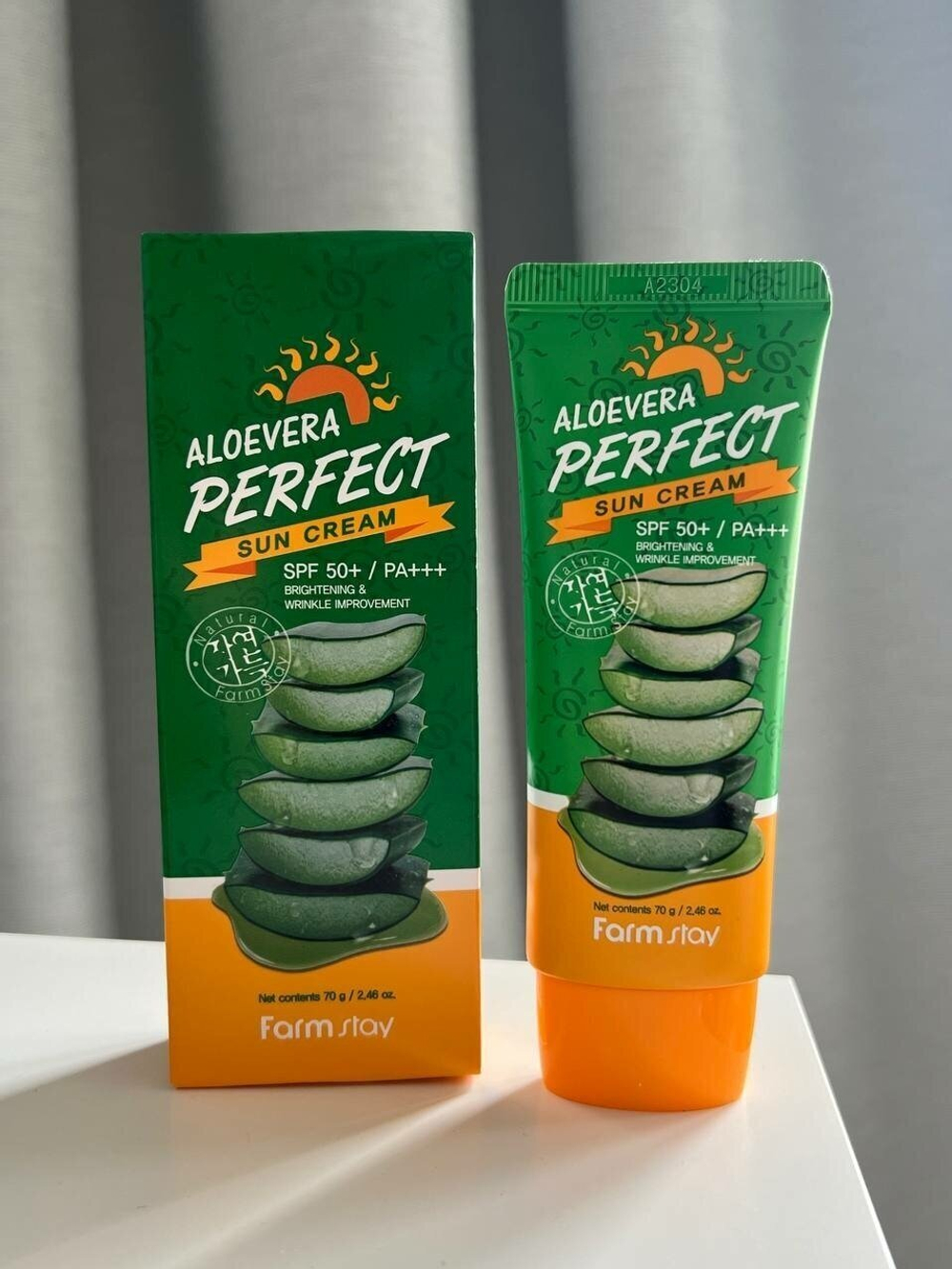 Солнцезащитный крем с алое FarmStay Aloevera Perfect Sun Cream SPF50+ PA+++, 70 мл