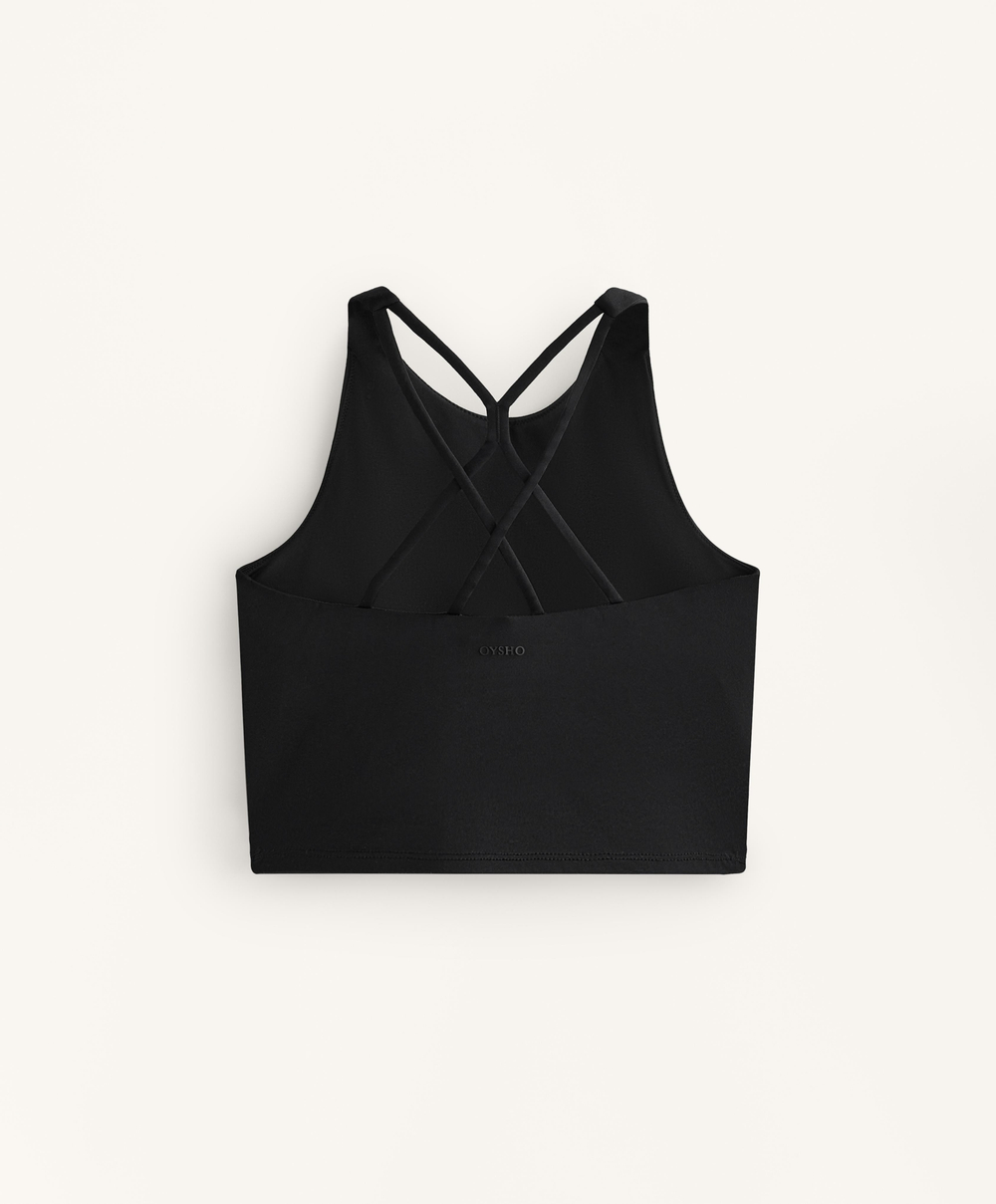 Oysho Майка Comfortlux с чашками и полосками на спине, черный