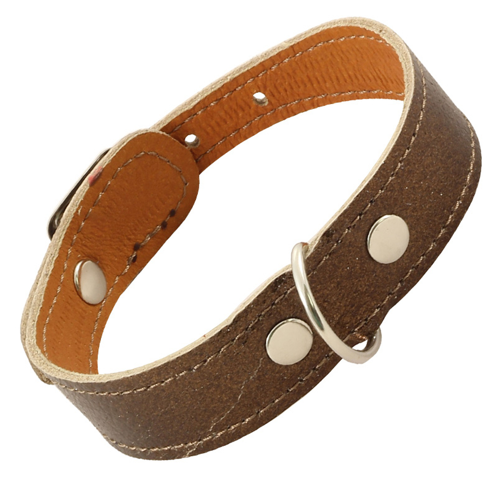 Ошейник-миди двойной с расширением кожаный, 14*300мм, Gamma