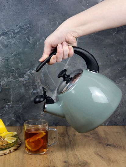 Чайник 2,5 л. эмалированный со свистком Kamille KM 1040A с черной бакелитовой ручкой