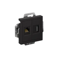 Розетка 2-м СП AtlasDesign HDMI + RJ45 кат.5E механизм карбон SE ATN001082