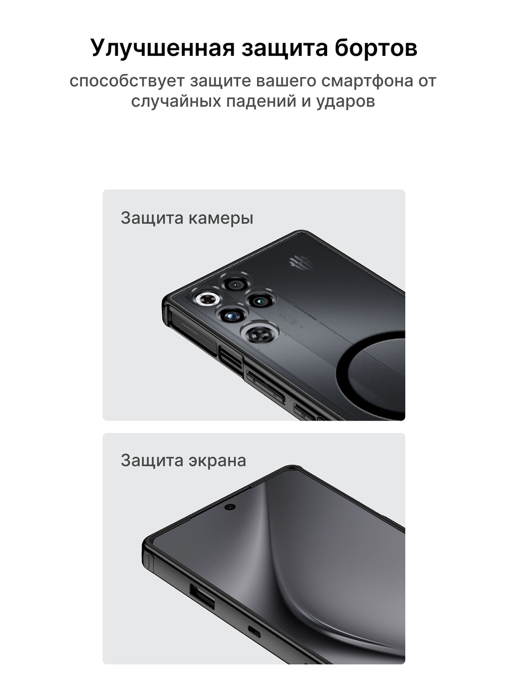 Чехол с Магсейф для Nubia Red Magic 11 Pro прозрачный матовый с черным бортом WLONS