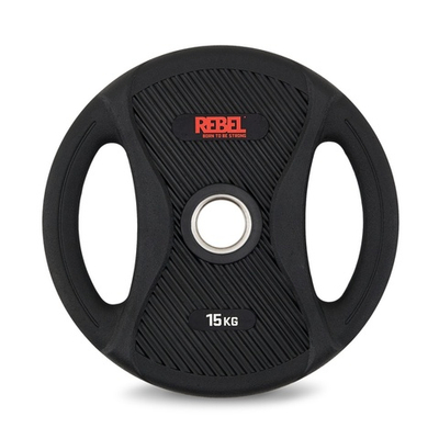 Диск олимпийский обрезиненный с двумя хватами 15 кг REBEL