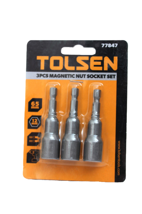 Набор бит с торцевыми магнитными головками TOLSEN 12х65мм 3шт. 77847