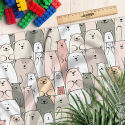 Ткань кулирная гладь толпа медведей