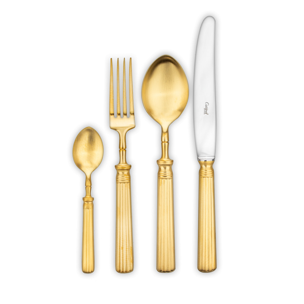 Набор столовых приборов на 6 персон 24 предмета Cutipol Line Matte Gold Brushed в подарочной упаковке
