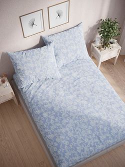 Постельное белье  полисатин Simple House "Боте" евро  Наволочка 50х70 см 2 шт  Простынь на резинке 180x200 см  Пододеяльник 200x215 см