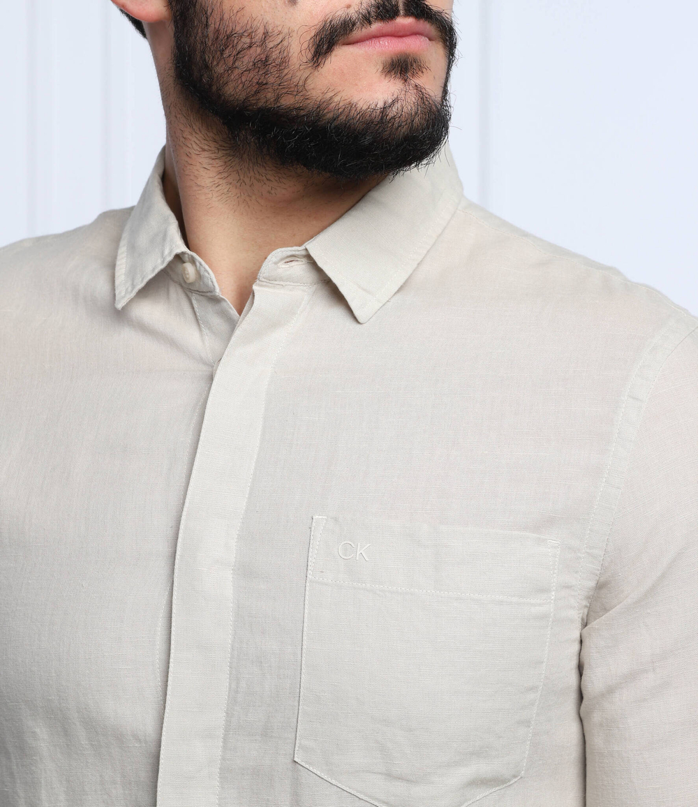 льняная рубашка Calvin Klein - бежевый(K10K108664)