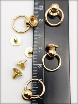 Заклепки круглые золотистые 8мм на винте для декора одежды.