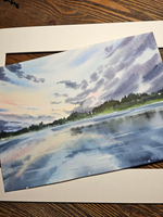 Картина авторская акварельная в паспарту 30х40 см на стену для интерьера "Отражение на Яузе"