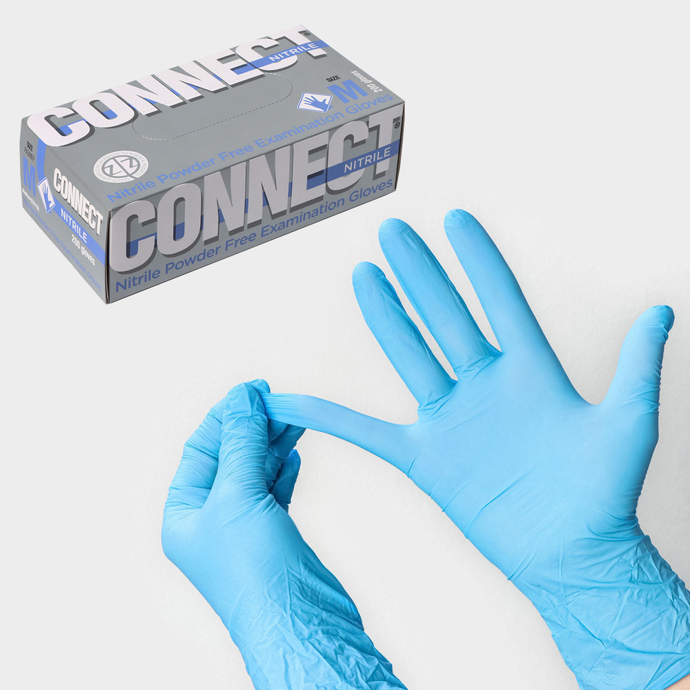 Connect Blue Nitrile перчатки медицинские М 200шт (100пар)