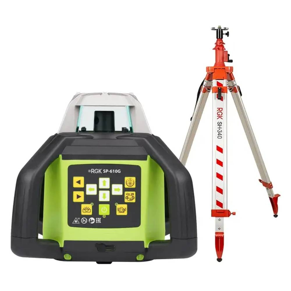 Комплект: ротационный нивелир RGK SP-610G + элевационный штатив RGK SH-340 134360