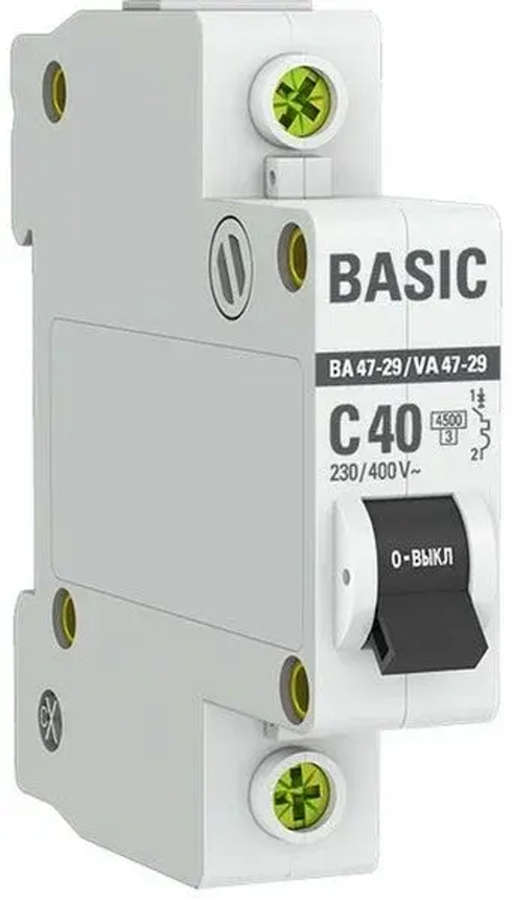 Автоматический выключатель EKF BASIC BA 47-29, 40A, 230/400В, 1P, 4,5 кА