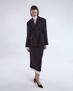 Жакет двубортный с дополнительными петлями елочка шоколад