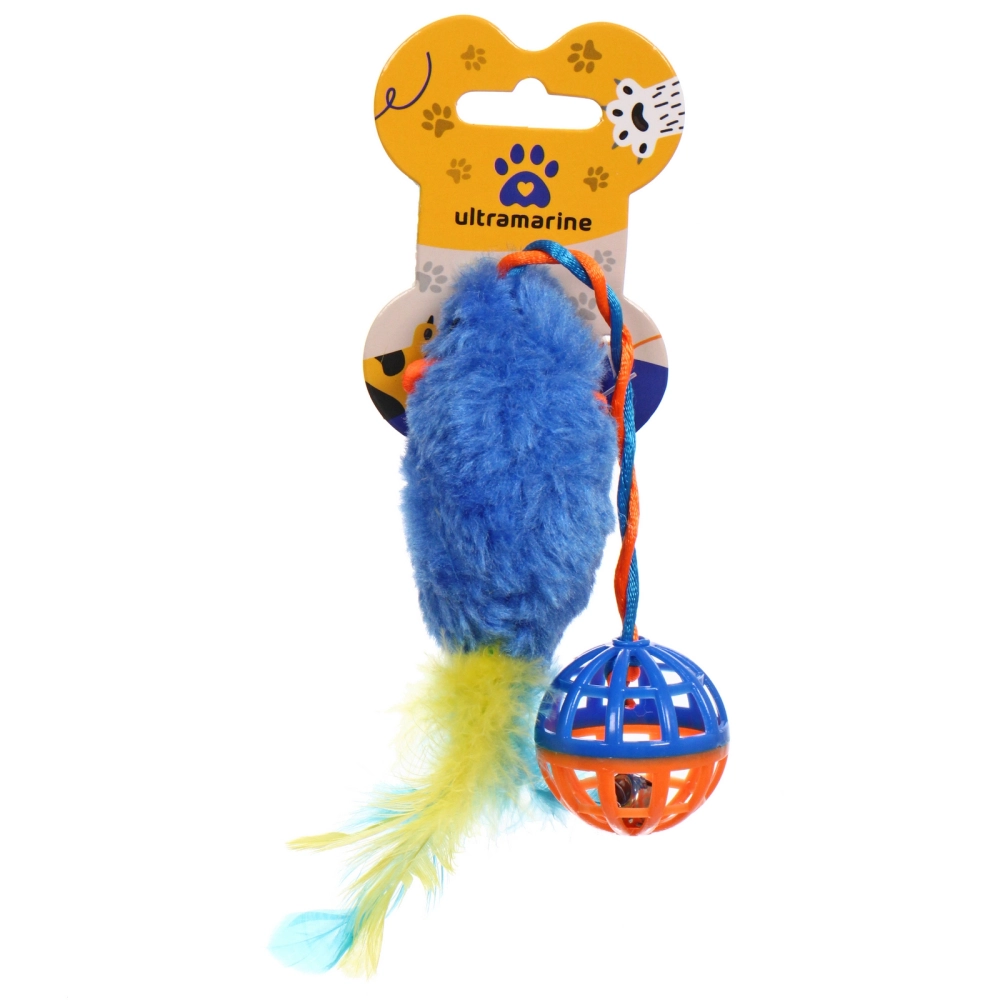 Игрушка - мышка для кошек «ЦЕПКИЕ ЛАПКИ», с бубенчиком, цвет синий, 7*3.5/3.5см