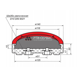 Резиновая накладка (РТИ-СЕРВИС 1042) для подъемника "EverLift"
