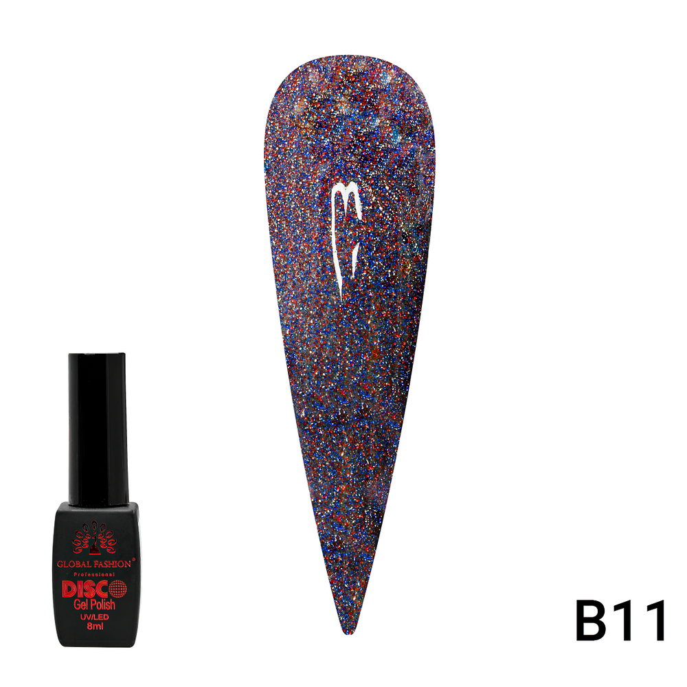 Гель лак Disco Gel Polish, Global Fashion, светоотражающий, 8 мл B11