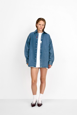 Джинсовая рубашка женская WOMAN JEANS SHIRT DARK BLUE