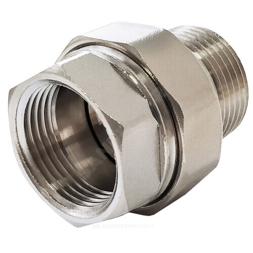 Соединитель латунь никель американка Ду 15 (1/2") прямой ВР/НР VALFEX VF.340.N.012