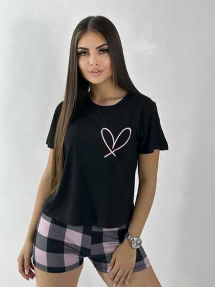 [m]Пижама жен.б/в шорты+футб мультик (норма) 0017