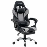 Кресло компьютерное CROMEX (КРОМЕКС) "Wave GM-145", вибромассаж, подножка, подушки, экокожа, черное/серое, 532956