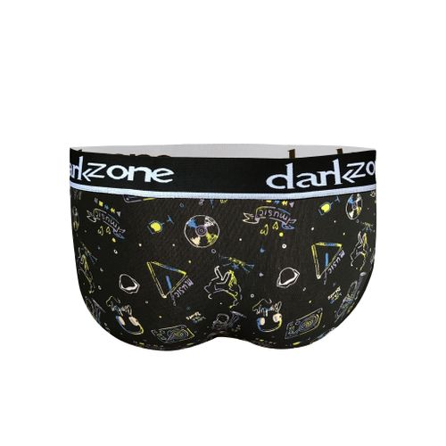 Мужские трусы брифы с вырезом черные с принтом DARKZONE DZN6265