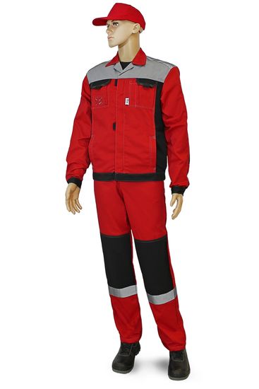 Костюм "Модуль" полукомбинезон (красный/черный/св.серый)
