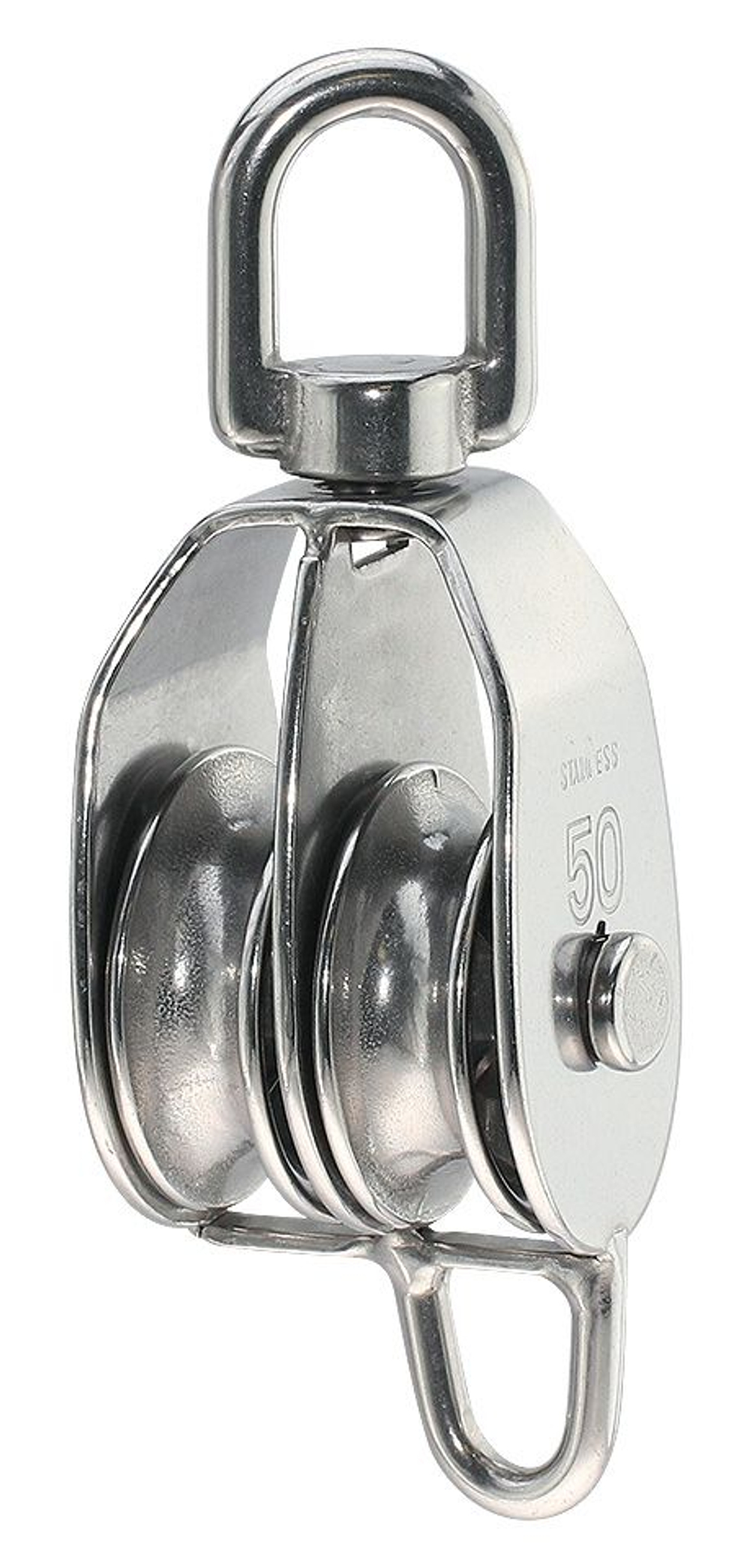 Блок двушкивный с вертлюгом и скобой, 50 мм (10258947)